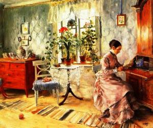 An interior with a Woman, by Carl Larrson