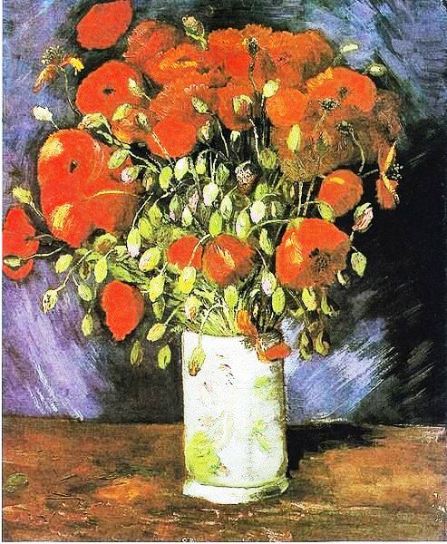 Vase mit rotem Klatschmohn, by Vincent Van Gogh