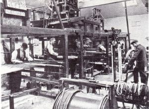 The weaving shed in Morris & Co's factory at Merton, which opened in the 1880s
