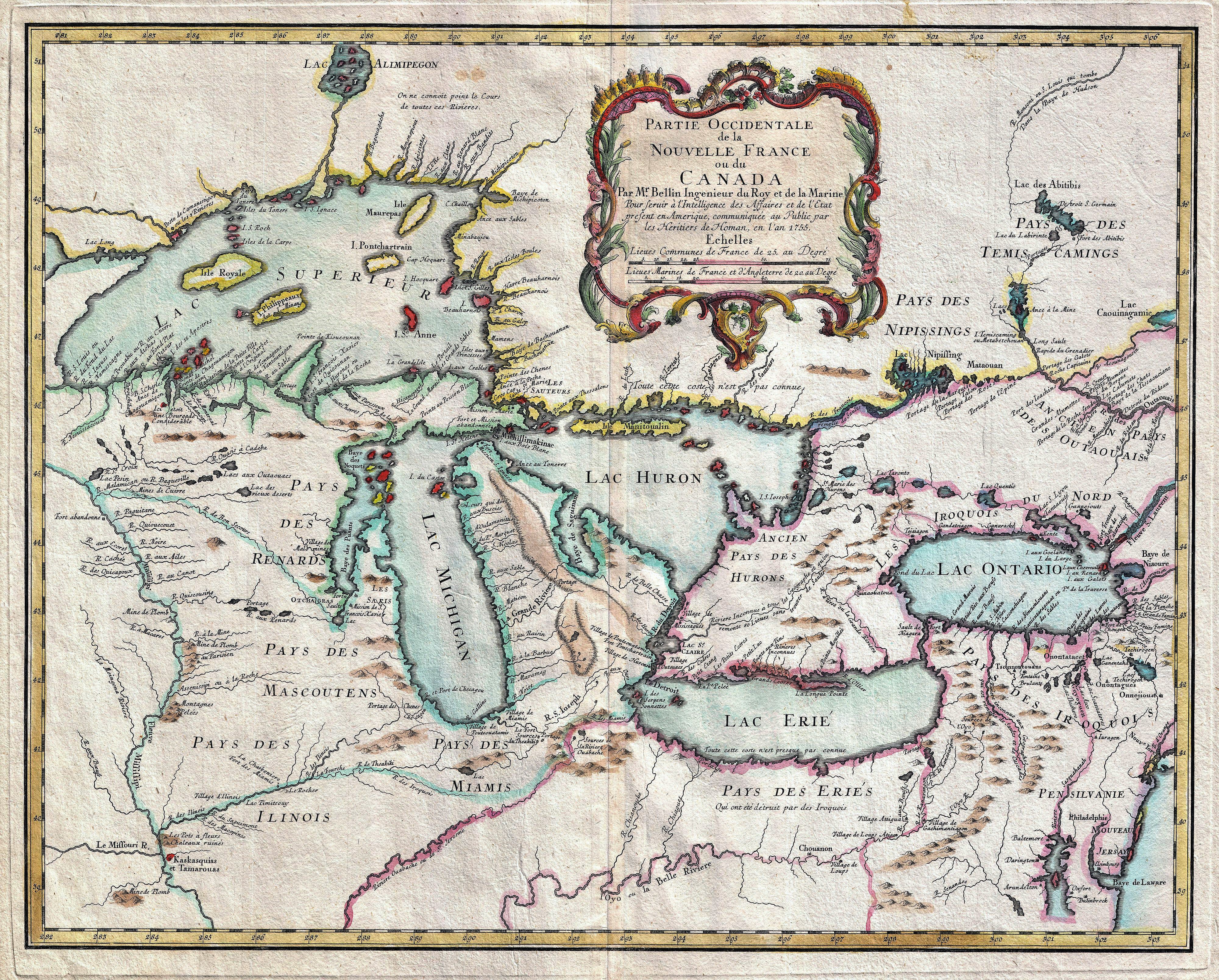 1755_Bellin_Map_of_the_Great_Lakes_-_Geographicus_-_GreatLakes-bellin-1755
